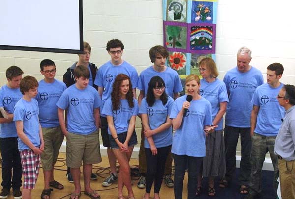 The Youth Encounter team at the front of the church