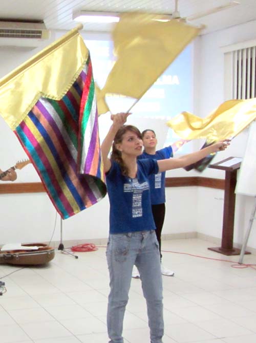 Choreographed flags in worship