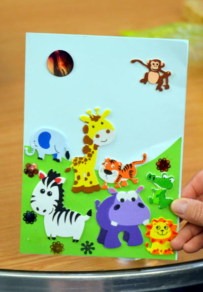 A greetings card with pictures of animals