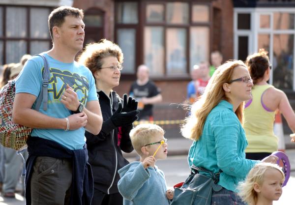 Spectators at the bottom of Selly Park Road