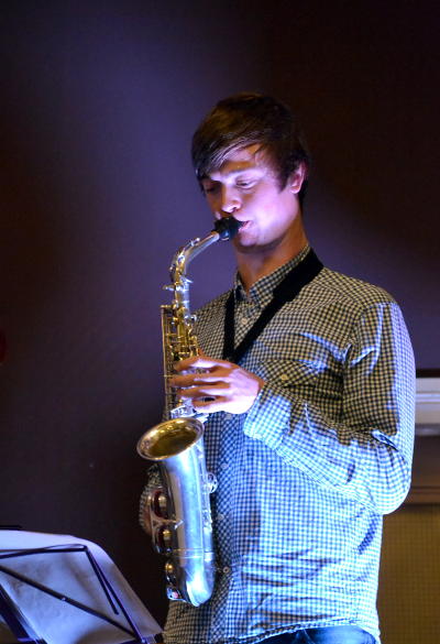 Playing the saxophone