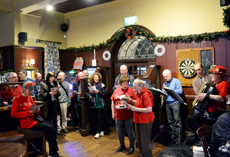 Playing and singing at the Highbury