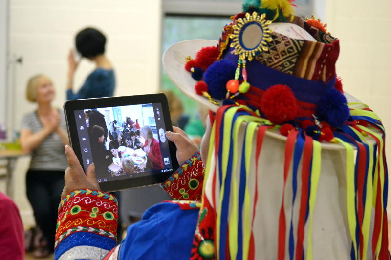 At Messy Church, wearing costume from Cochabamba