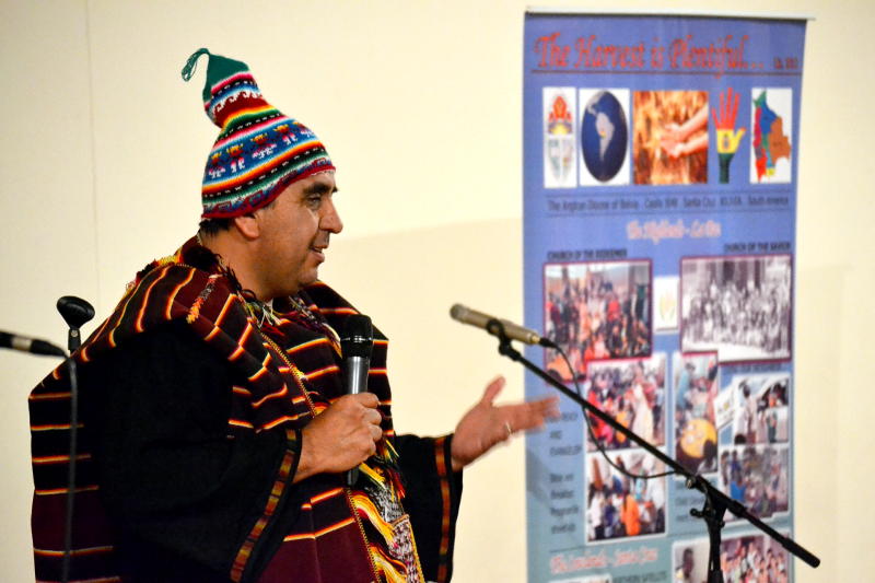 Wearing regional costume from La Paz